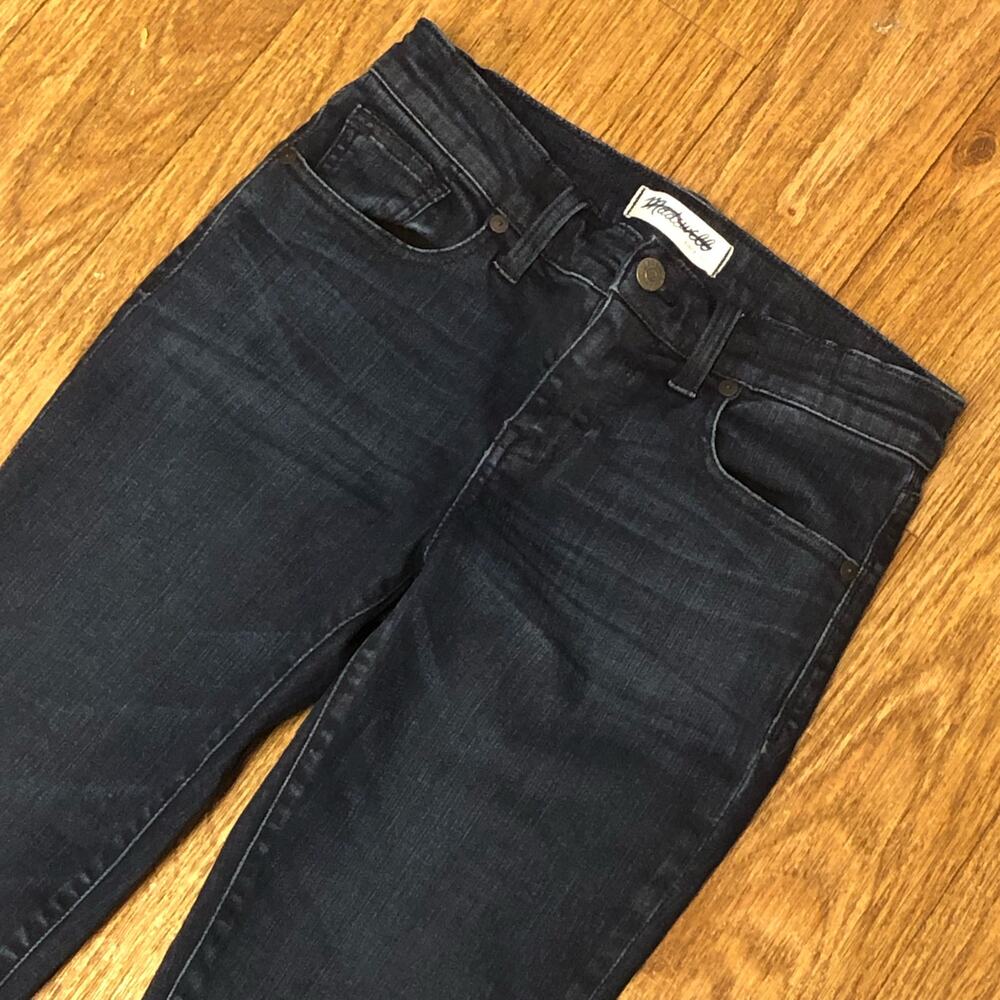 Madewell Dark Wash Straight Leg Denim Jeans with Ankle Zipper Accents Size 26